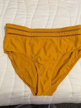 Women's High Waist Bikini Bottoms in Mustard Yellow